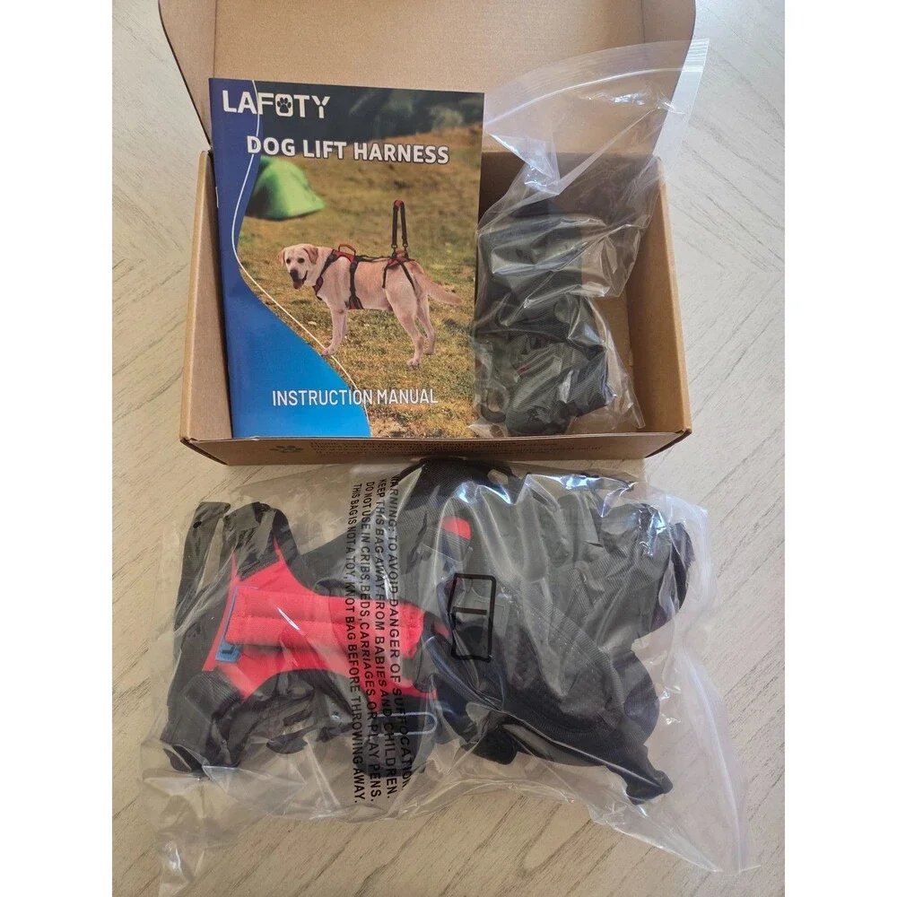 Lafoty Dog Lift Harness for Large Dogs, Full-Body Support Size Large, Red, New